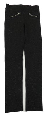 Černé třpytivé tregíny se zipy H&M