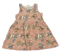 Staroružové kvetované bavlnené šaty so zajačikmi H&M