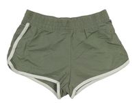 Khaki bavlnené kraťasy s prúžkami H&M
