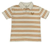 Bielo-skořicové pruhované polo tričko H&M