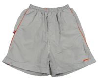 Sivé šušťákové športové kraťasy s prúžkami Slazenger
