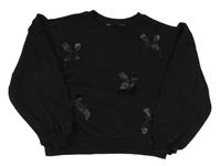 Čierna crop mikina s mašličkami H&M