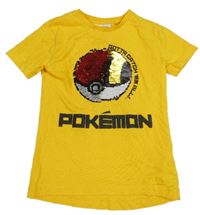 Okrové tričko s pokébalem z flitrů Next 