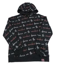Čierna mikina s nápismi a kapucňou Primark