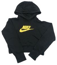 Černá crop mikina s logem a kapucí Nike 