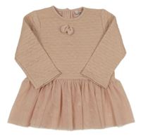 Růžové teplákovo/tylové šaty s mašlí Lily&Jack 