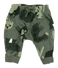 Khaki cuff tepláky so zvieratkami Next