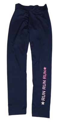 Tmavomodré sportovní legíny s nápisem Yigga