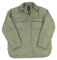 Khaki šusťáková prošívaná zimní bunda New Look