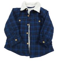 Tmavomodrá kostkovaná zateplená košilová bunda Mothercare 