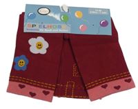Nové - Červené punčochové legíny s kytičkami Spielhose