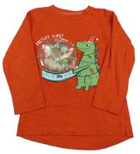 Červné vánoční triko s dinosaurem Next 