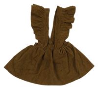 Hnedá menšestrová sukňa s trakami s volánikmi