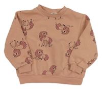 Broskvová oversize mikina s jednorožcami H&M