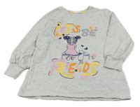 Sivá melírovaná mikina s nápisom a dievčatkom Kids