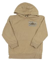 Béžová mikina s nápisy a kapucí George 