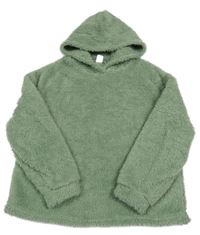 Zelenošedá huňatá mikina s kapucňou Shein