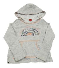 Sivo-farebná melírovaná mikina s duhou z flitrů a kapucňou S. Oliver