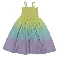 Citronovo-modro-levandulové žabičkové tónované šaty S. Oliver