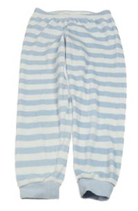 Světlemodro-biele pruhované plyšové nohavice C&A