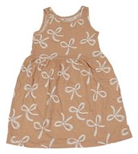 Staroružové bavlnené šaty s mašľami H&M