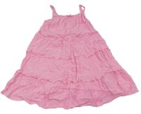 Ružové strukturované šaty s volánikmi Sinsay