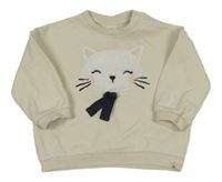 Béžová oversize mikina s kočkou H&M