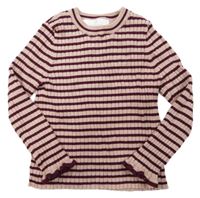 Svetloružová -vínový pruhovaný rebrovaný sveter H&M
