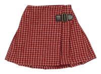 Červeno-biela kockovaná vlnená sukňa s přezkou Next