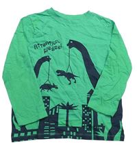 Zelené melírované tričko s dinosaurami Topolino