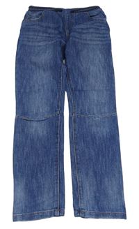 Tmavomodré rifle s úpletovým pasem s pruhy Denim Co.