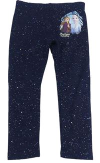 Tmavomodré trblietavé teplákové zateplené legíny s Frozen zn. PRIMARK