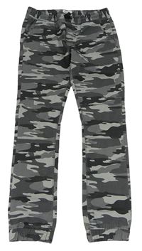 Sivo-čierne army cuff plátenné nohavice C&A