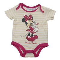 Bílo-meruňkovo-fuchsiové pruhované body s Minnie Disney