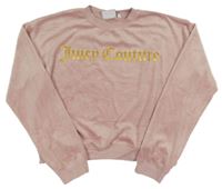Svetloružová plyšová crop mikina s logom Juicy Couture