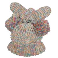 Nové - 2Set - Farebná melírovaná pletená čapica s bambulemi + palcové rukavice Next