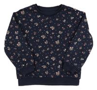 Tmavomodrá bodkovaná á mikina s kvietkami