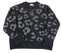 Čierno-strieborný vzorovaný chlpatý sveter Next