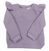 Levandulová prešívaná vyteplená mikina s volánikmi so cute