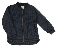 Tmavomodrá prešívaná šušťáková zateplená bunda VRS