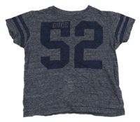 Tmavomodré melírované tričko s číslom a pruhmi a nápisom Next