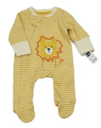 Okrovo-smetanový pruhovaný overal se lvíčkem St. Bernard