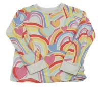 Bílo-barevné pyžamové triko s duhami a srdíčky Next
