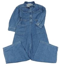 Modrá rifľová kombinéza s golierikom ZARA