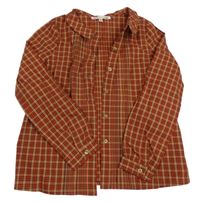 Červeno-hnědo-tmavohnědá kostkovaná halenka Bonpoint