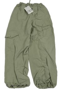 Nové - světlekhaki paper bag kalhoty s kapsou ZARA