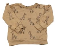 Hnedá oversize mikina so žirafami  a volánikmi George