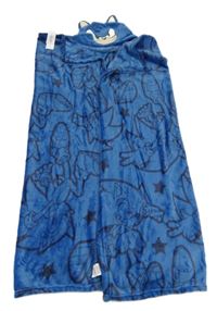 Nové - cobaltově modrá plyšová televizní deka s kapucí - Spnic