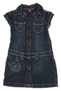 Tmavomodré riflové propínací šaty s límečkem GIRLS