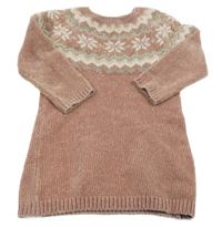 Staroružové melírované žinylkové svetrové šaty s vločkami PRIMARK